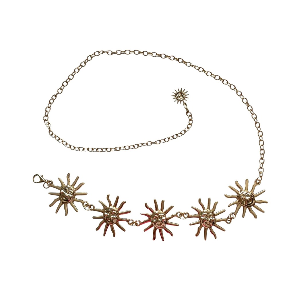 Radiant Sun Charm Chain‎ Belt Statement Waist Boho Medallion Celestial concho - Picture 4 of 7